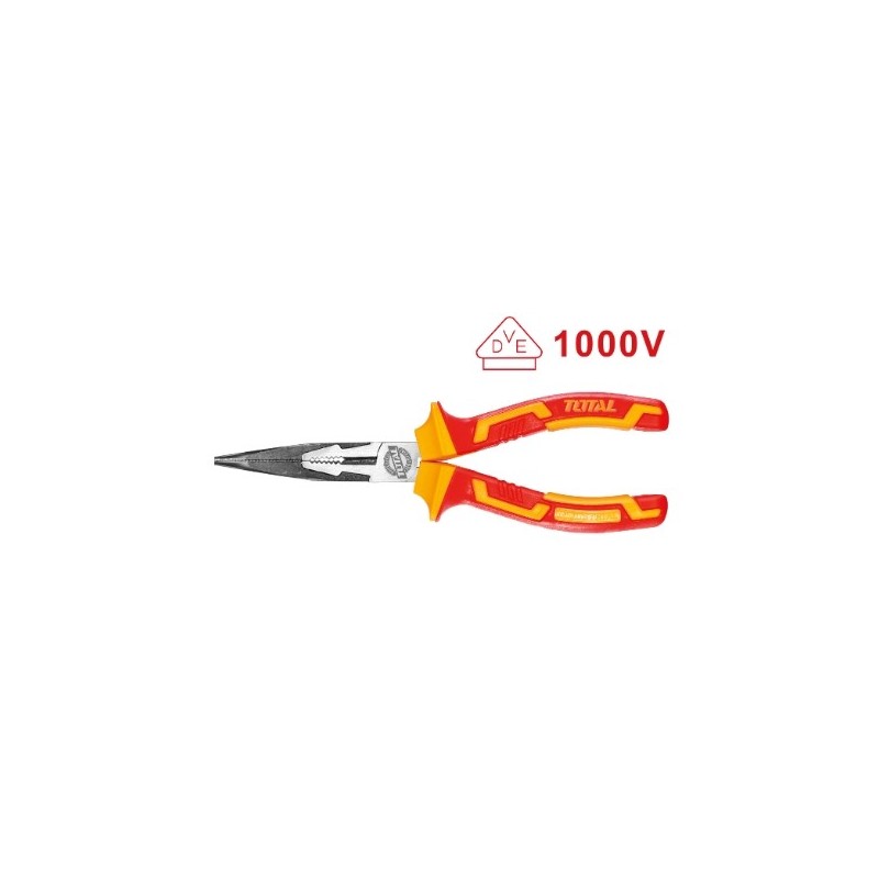 TOTAL 40280  
 Alicate aislado de punta plana curva THTIP2481  
 200 mm  
 Cromo vanadio (Cr-V)