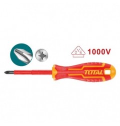 TOTAL 40346  
 Destornillador aislado Phillips THTISPH  
 PH2 x 100 mm  
 Cromo vanadio (Cr-V)