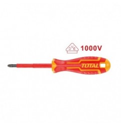 TOTAL 40347  
 Destornillador aislado Pozidrive THTISPZ  
 PZ2 x 100 mm  
 Cromo vanadio (Cr-V)