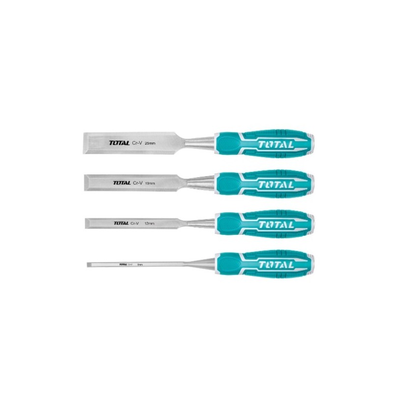 TOTAL 40402  
 Juego de 4 formones THT41K0401  
 140 mm  
 Cromo vanadio (Cr-V)