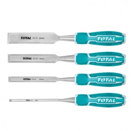 TOTAL 40402  
 Juego de 4 formones THT41K0401  
 140 mm  
 Cromo vanadio (Cr-V)