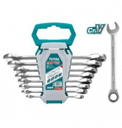 TOTAL 40472  
 Juego 8 llaves combinadas carraca THT102RK086  
 Cromo vanadio (Cr-V)