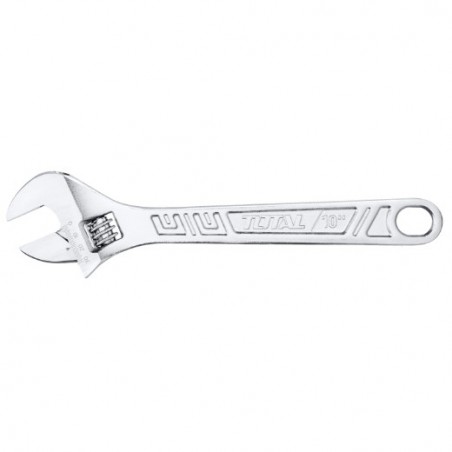 TOTAL 40508  
 Llave ajustable moleta central THT1010  
 150 mm/apertura 0-19 mm  
 Acero al carbono