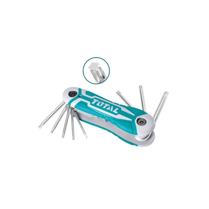 TOTAL 40522  
 Juego 8 llaves Torx navaja THT1061846  
 Cromo vanadio (Cr-V)