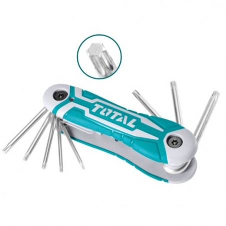 TOTAL 40522  
 Juego 8 llaves Torx navaja THT1061846  
 Cromo vanadio (Cr-V)
