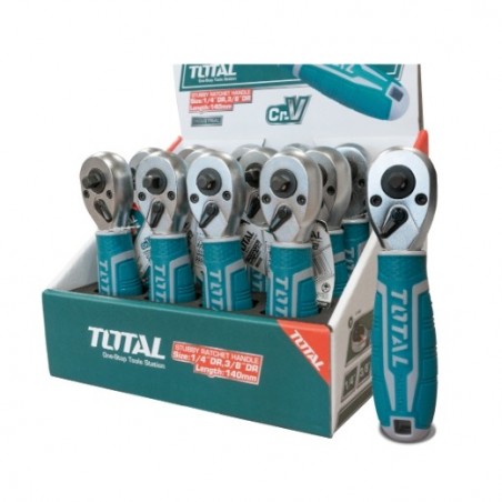 TOTAL 40525  
 Llave carraca reversible THT1061438  
 140 mm  
 Cromo vanadio (Cr-V)