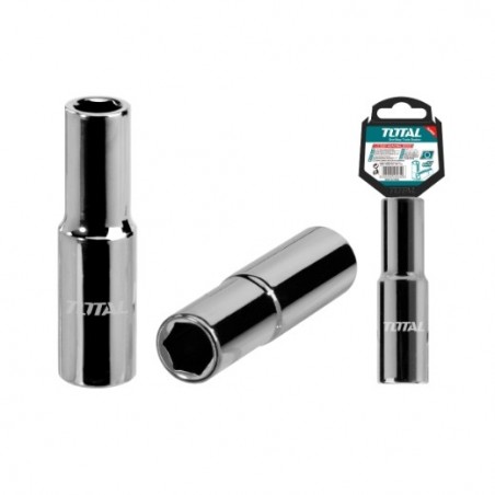 TOTAL 40555  
 Vaso cromado largo 1/2'' THTST12L  
 Inserción 1/2 de 10 mm  
 CR-V (50BV30)