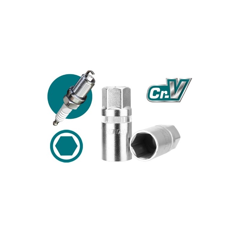 TOTAL 40559  
 Vaso para bujía 1/2'' THSPS12  
 16 mm  
 Cromo vanadio (Cr-V)