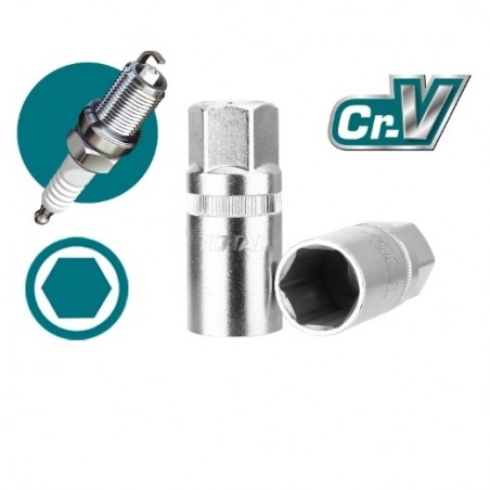TOTAL 40560  
 Vaso para bujía 1/2'' THSPS12  
 21 mm  
 Cromo vanadio (Cr-V)