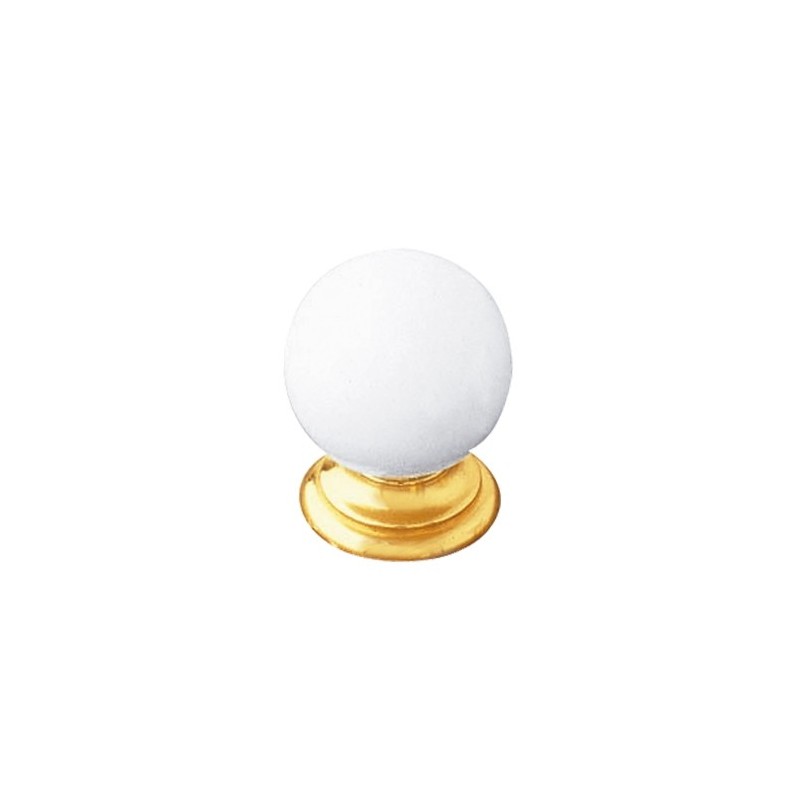 AMIG 4065  
 Pomo bola 64  
 Ø25 x 30 mm  
 Zamak  
 Blanco/Oro