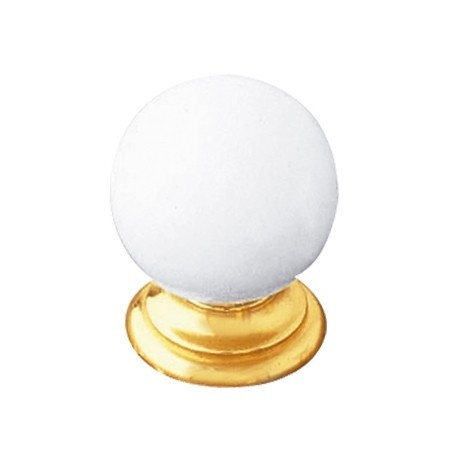 AMIG 4069  
 Pomo bola 64  
 Ø30 x 34 mm  
 Zamak  
 Blanco/Oro