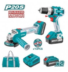 TOTAL 40887  
 Pack atornillador + amoladora a batería TCKLI6015  
 20 V