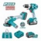 TOTAL 40887  
 Pack atornillador + amoladora a batería TCKLI6015  
 20 V