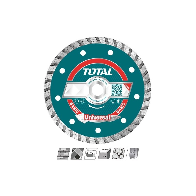 TOTAL 40923  
 Disco diamante ladrillo y hormigón TAC213  
 Ø230 mm  
 Diamante
