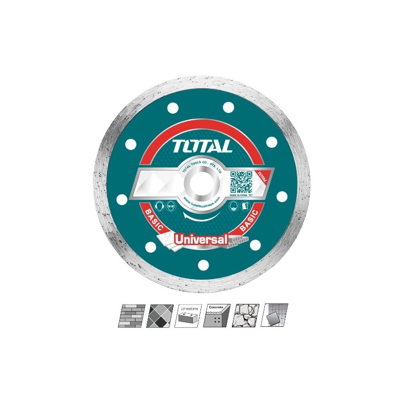 TOTAL 40924  
 Disco diamante cerámica TAC212  
 Ø230 mm  
 Diamante