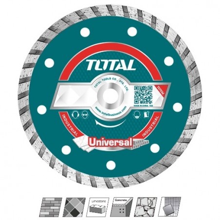 TOTAL 40925  
 Disco diamante piedra TAC213-1  
 Ø230 mm  
 Diamante