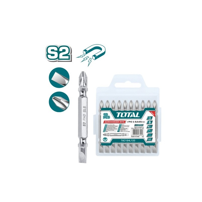 TOTAL 40930  
 Puntas - PH2 / SL6 TAC16HL133  
 65 mm