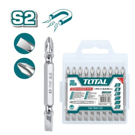 TOTAL 40930  
 Puntas - PH2 / SL6 TAC16HL133  
 65 mm