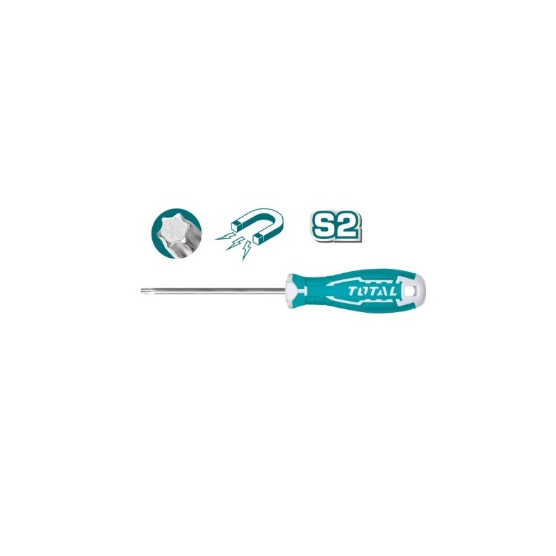 TOTAL 40956  
 Destornillador Torx THT26T  
 T10 x 100 mm  
 Acero