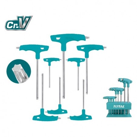 TOTAL 40990  
 Juego 8 llaves Torx mango T THHW80836  
 Cromo vanadio (Cr-V)
