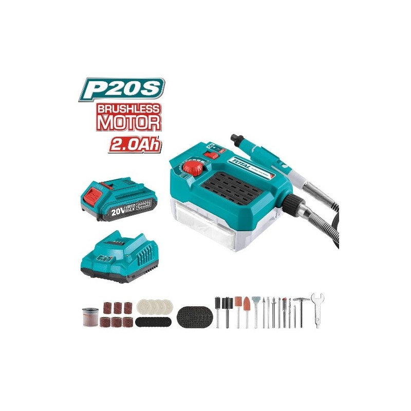 TOTAL 41098   Multiherramienta rotativa a batería TMGLI20011   20 V