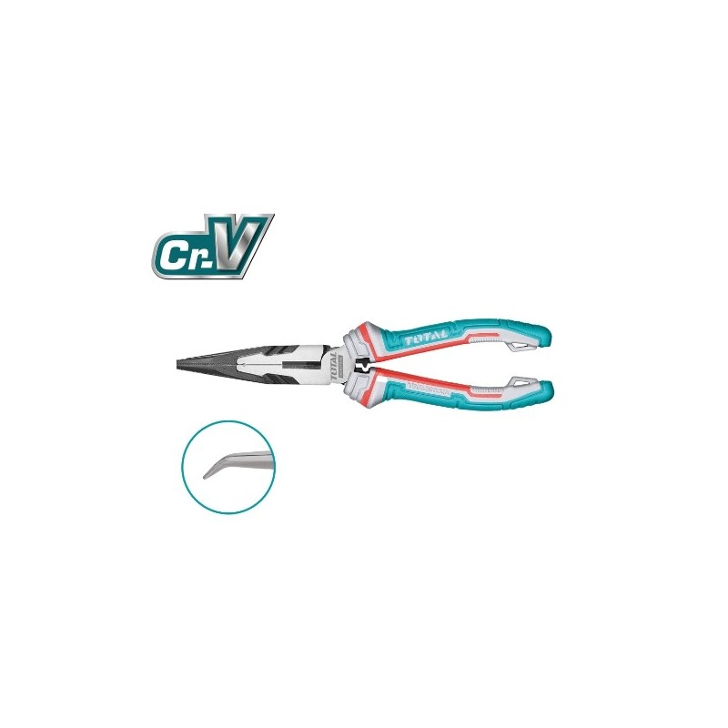 TOTAL 41175  
 Alicate boca plana curvo THT24816S  
 200 mm  
 Cromo vanadio (Cr-V)