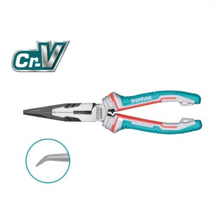 TOTAL 41175  
 Alicate boca plana curvo THT24816S  
 200 mm  
 Cromo vanadio (Cr-V)