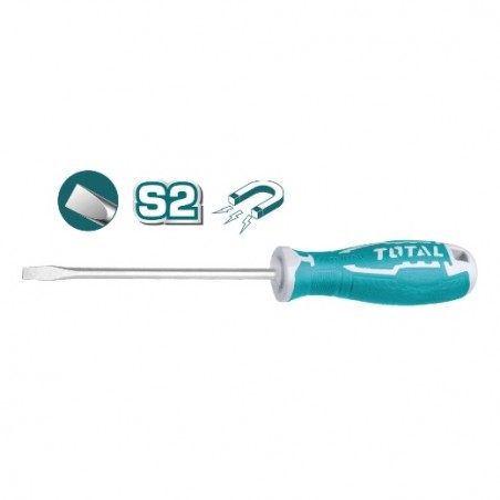 TOTAL 41183  
 Destornillador punta plana THT26  
 SL5 x 75 mm  
 Acero