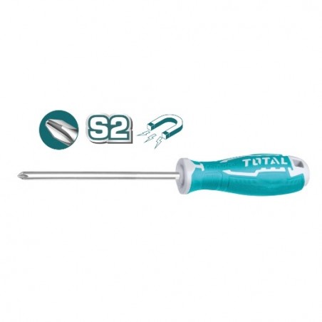 TOTAL 41184  
 Destornillador punta Phillips THT26PH  
 PH1 x 75 mm  
 Acero