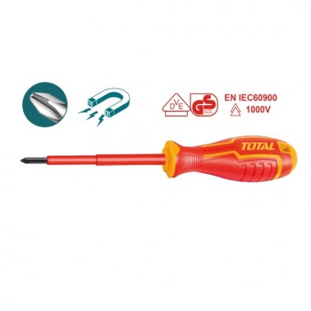 TOTAL 41186  
 Destornillador aislado Phillips THTISPH  
 PH3 x 150 mm  
 Cromo vanadio (Cr-V)