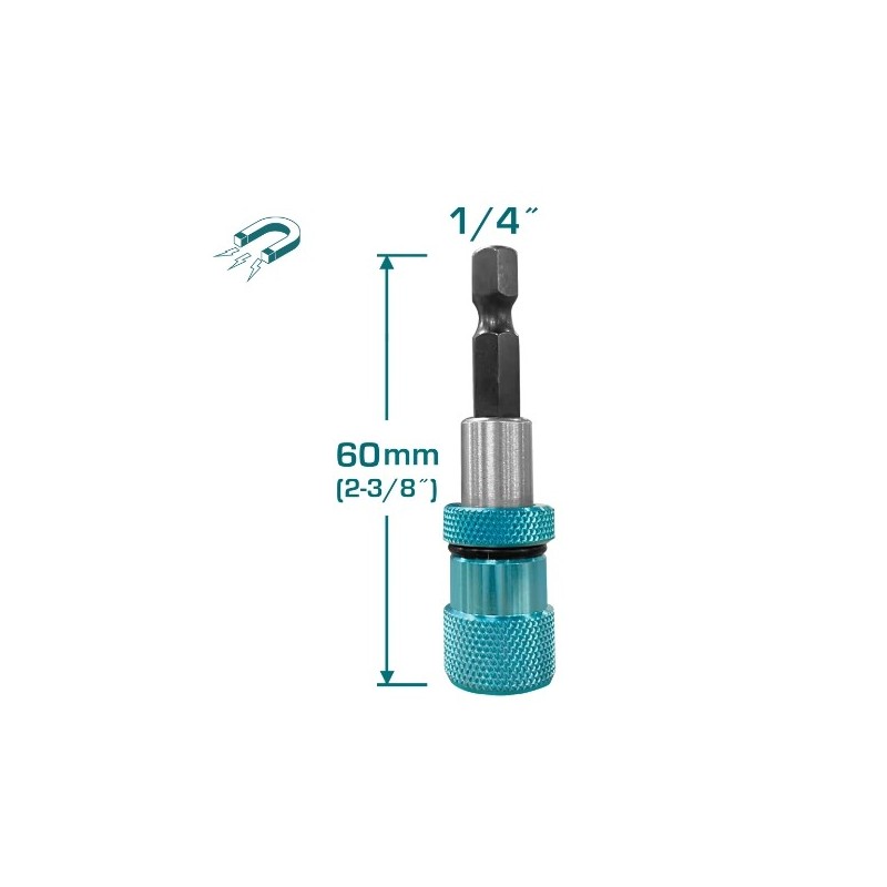 TOTAL 41201  
 Portapuntas magnético de 1/4'' TAC464601  
 60 mm