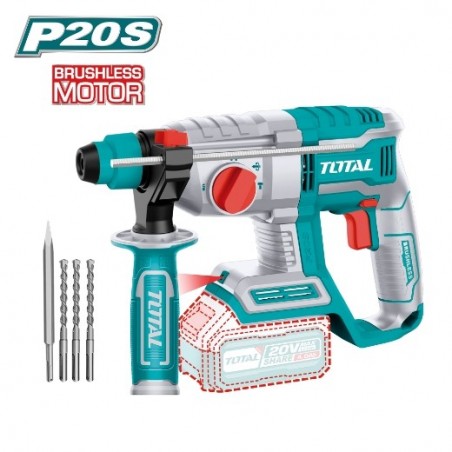 TOTAL 41215  
 Martillo combinado Brushless a batería TRHLI20208  
 20 V