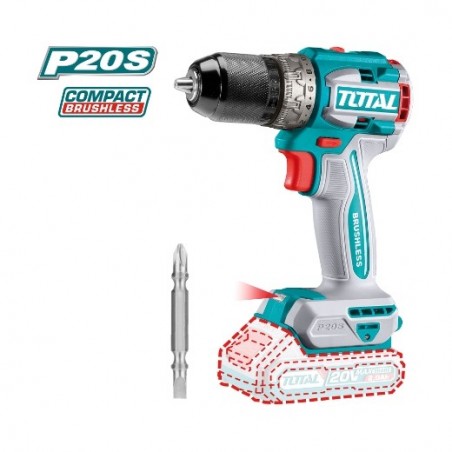 TOTAL 41237  
 Taladro atornillador brushless a batería TDLI206021  
 20 V