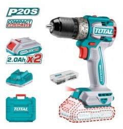 TOTAL 41238  
 Taladro atornillador brushless a batería TDLI20602  
 20 V