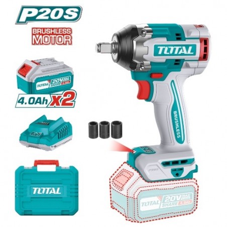 TOTAL 41241  
 Llave impacto 1/2'' Brushless a batería TIWLI2050  
 20 V