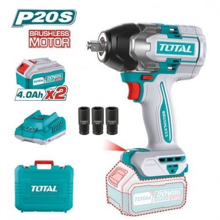 TOTAL 41242  
 Llave impacto 1/2'' Brushless a batería TIWLI2085  
 20 V