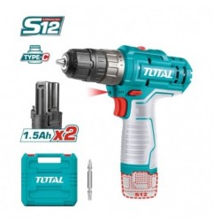 TOTAL 41254  
 Taladro atornillador a batería TDLI12202  
 12 V