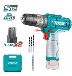 TOTAL 41255  
 Taladro combinado a batería TIDLI12202  
 12 V
