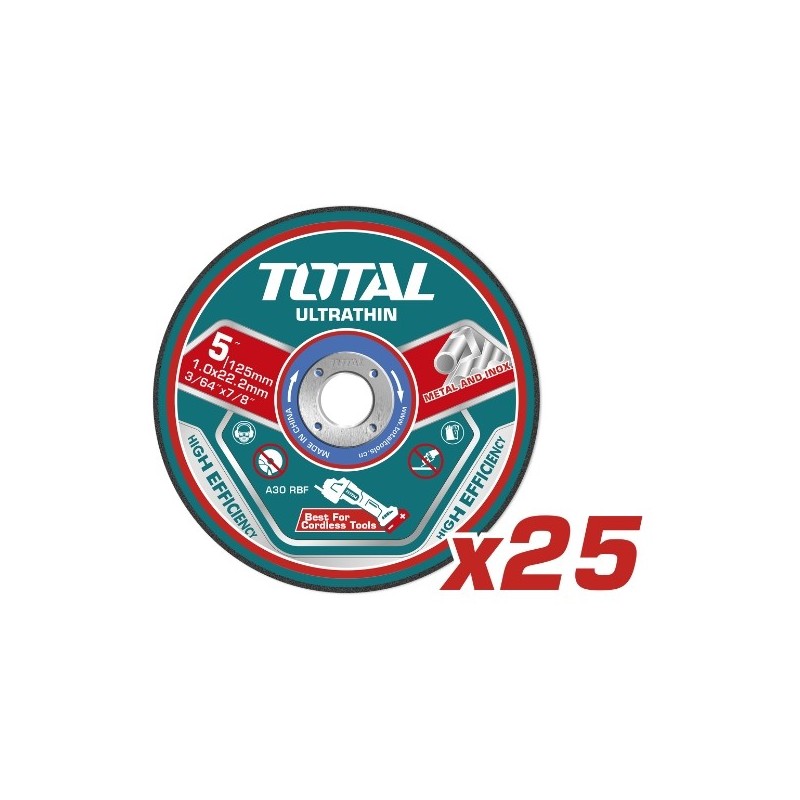 TOTAL 41538  
 Caja de 25 discos corte TAC21012525  
 Ø125 mm