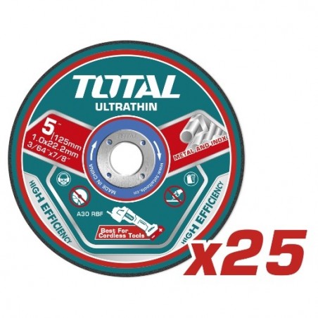 TOTAL 41538  
 Caja de 25 discos corte TAC21012525  
 Ø125 mm