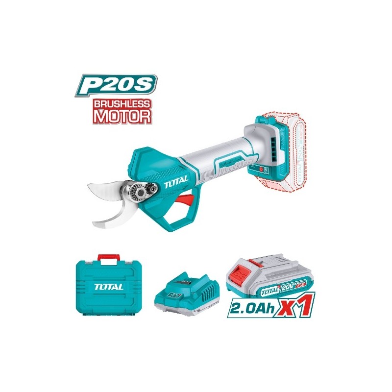 TOTAL 41561  
 Tijera de poda brushless a batería TSSLI202581  
 20 V