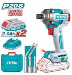TOTAL 41574  
 Atornillador impacto 1/4'' Brushless a batería TIRLI2028E  
 20 V