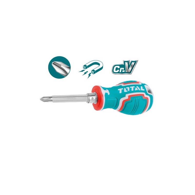 TOTAL 41606  
 Destornillador corto con varilla intercambiable THT250216  
 75 mm