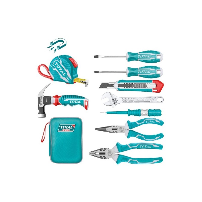 TOTAL 41640  
 Estuche 9 herramientas THKTHP90097  
 9 Piezas