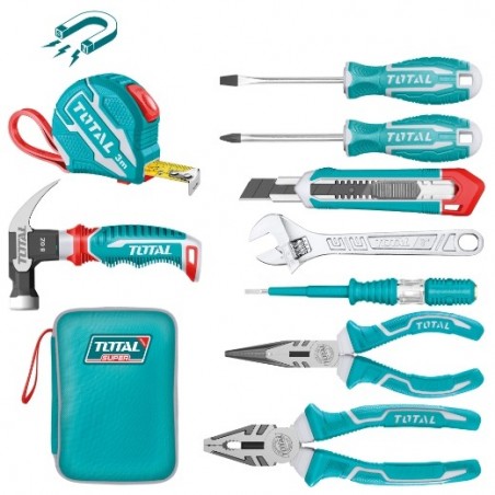 TOTAL 41640  
 Estuche 9 herramientas THKTHP90097  
 9 Piezas