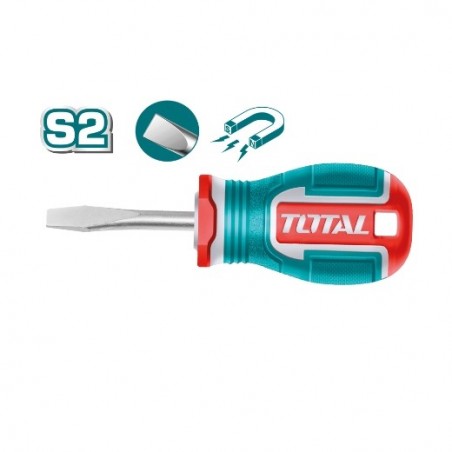 TOTAL 41694  
 Destornillador corto punta plana TSDSL6038  
 SL6 x 38 mm