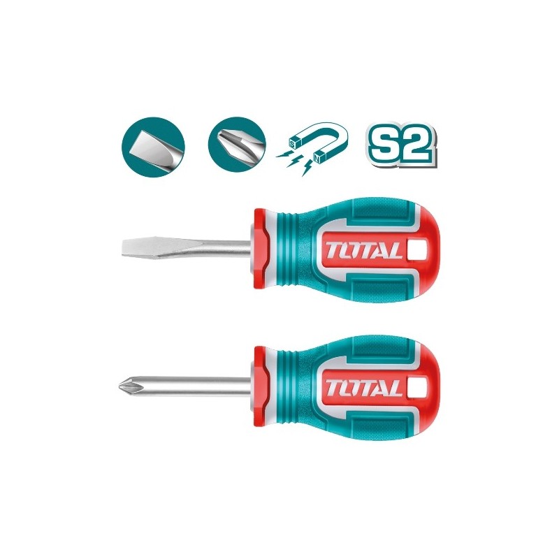 TOTAL 41708  
 Juego 2 destornilladores cortos TKSDS2226  
 SL6-PH2