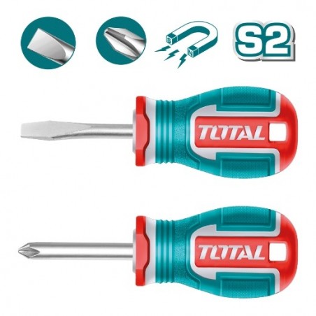TOTAL 41708  
 Juego 2 destornilladores cortos TKSDS2226  
 SL6-PH2