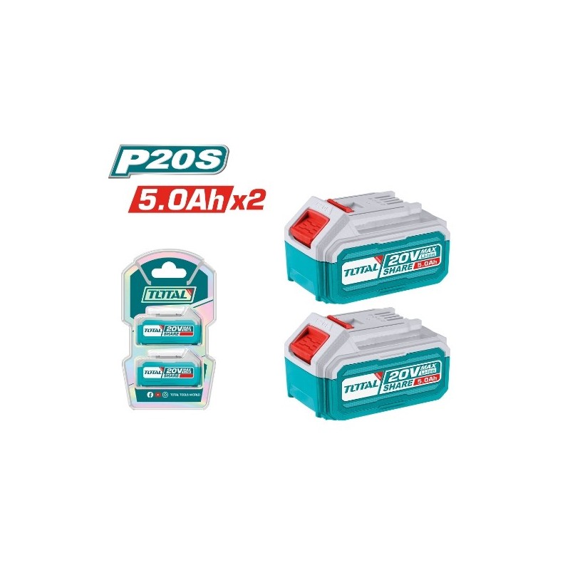 TOTAL 41715  
 Pack 2 baterías 5Ah TOSLI240464E  
 20 V - 5 Ah