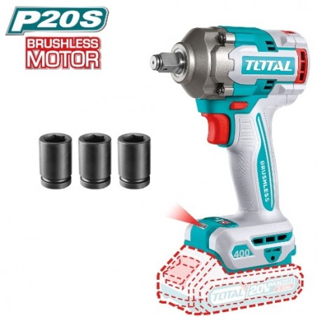 TOTAL 41726  
 Llave impacto 1/2'' Brushless a batería TIWLI20401  
 20 V